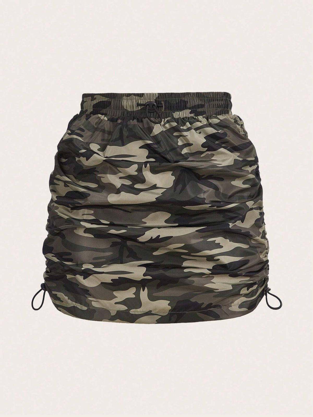 EZwear Camo Print Drawstring Detail Skirt