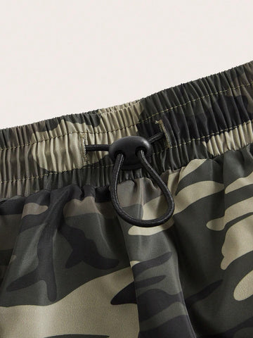 EZwear Camo Print Drawstring Detail Skirt