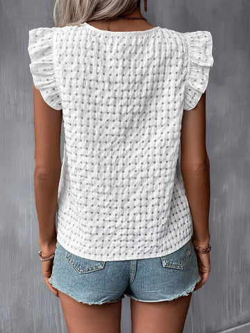 Solid Ruffle Trim Blouse