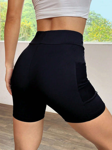 EZwear Wide Waistband Biker Shorts With Phone Pocket