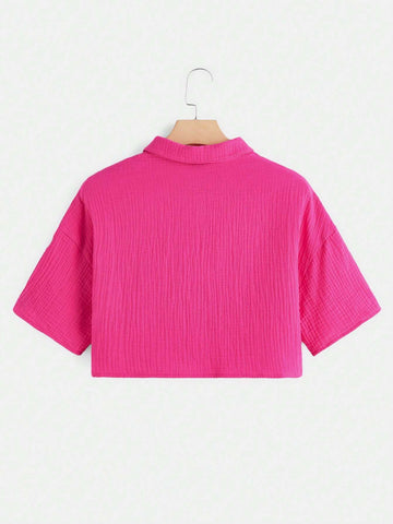 Drop Shoulder Patch Pocket Shirt Without Tube Top