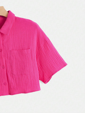 Drop Shoulder Patch Pocket Shirt Without Tube Top