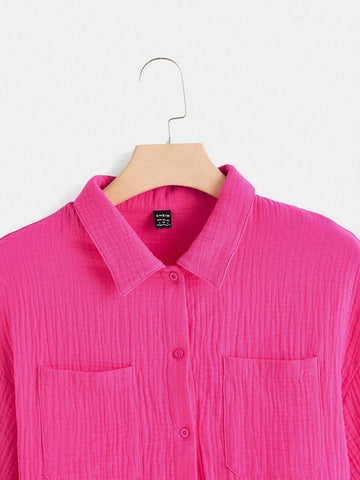 Drop Shoulder Patch Pocket Shirt Without Tube Top