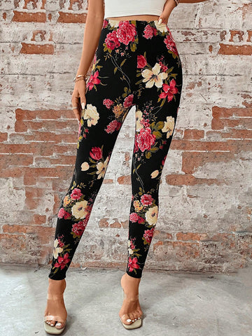 EMERY ROSE Floral Print High Waist Leggings