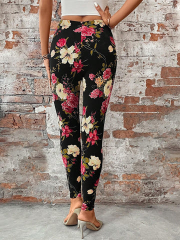 EMERY ROSE Floral Print High Waist Leggings