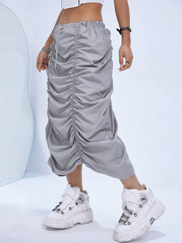 ICON Drawstring Waist Ruched Skirt