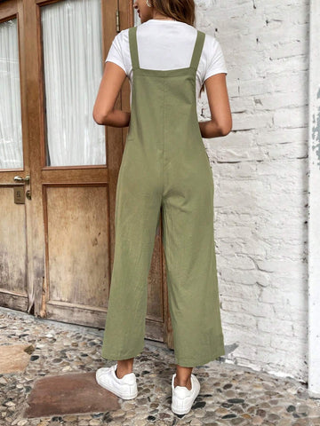 EMERY ROSE Solid Slant Pocket Overall Jumpsuit Without Tee