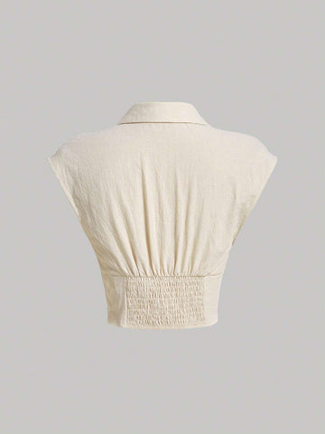 Solid Button Front Shirt