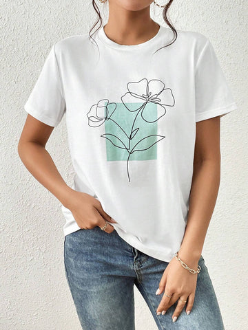 Unity Round Neck Floral Print Tee