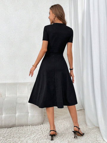 Solid A-line Dress