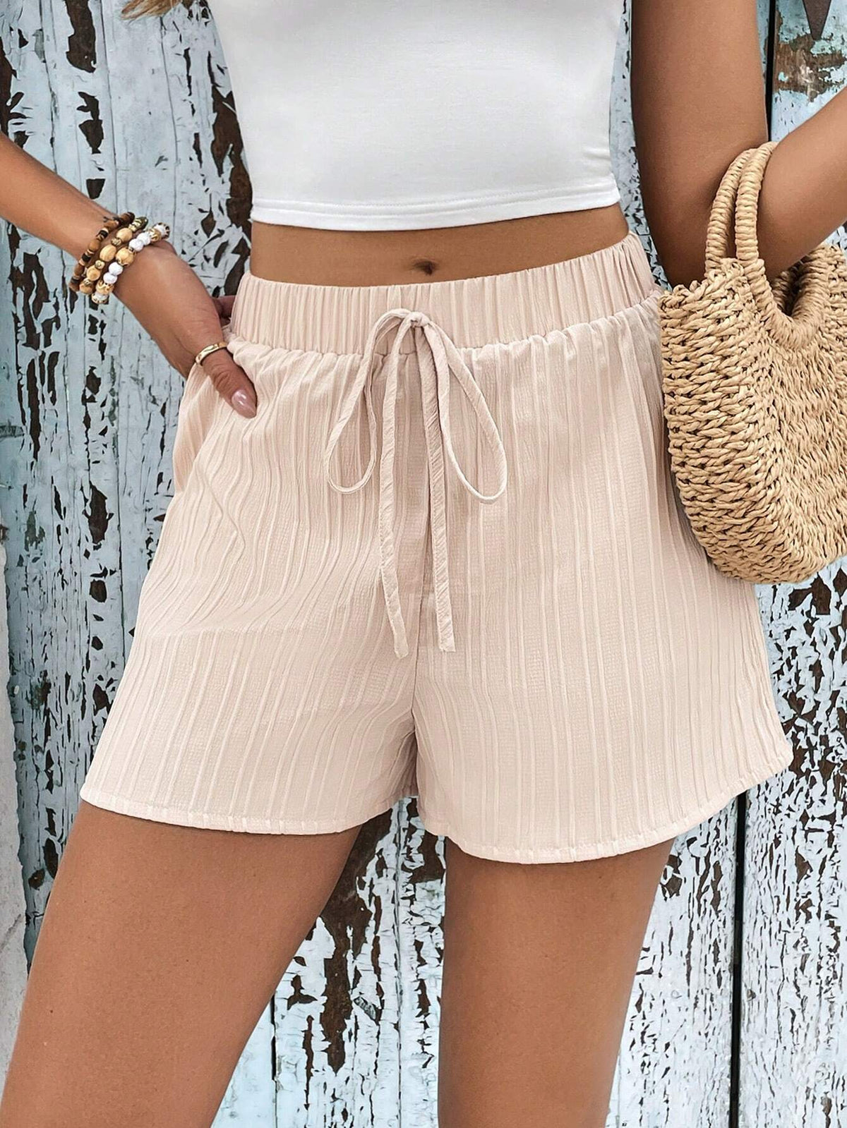 Frenchy Tie Waist Wide Leg Shorts