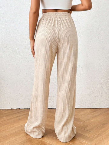 Frenchy Solid Elastic Waist Pants