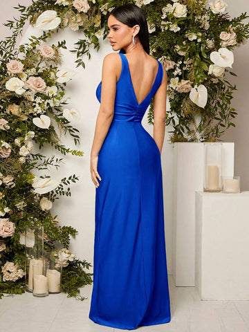 Twist Front Split Thigh Dress