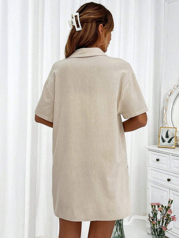 Solid Button Front Shirt Without Tube Top