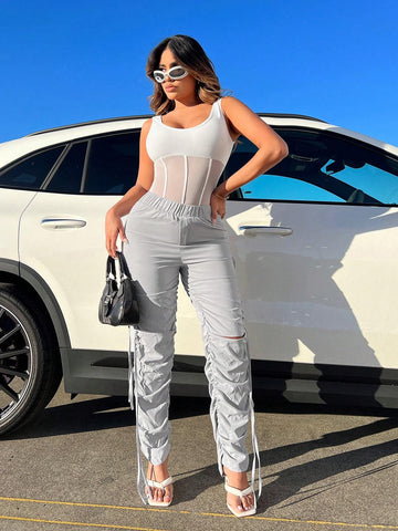Contrast Mesh Tank Bodysuit