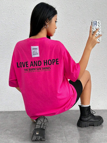 Slogan Graphic Drop Shoulder Tee