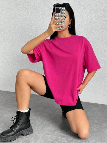 Slogan Graphic Drop Shoulder Tee