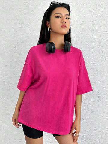 Slogan Graphic Drop Shoulder Tee