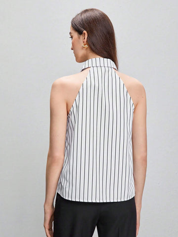 Striped Print Button Front Shirt