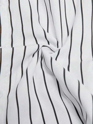 Striped Print Button Front Shirt