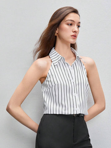 Striped Print Button Front Shirt