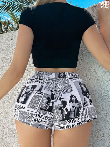 ICON Newspaper Print Shorts