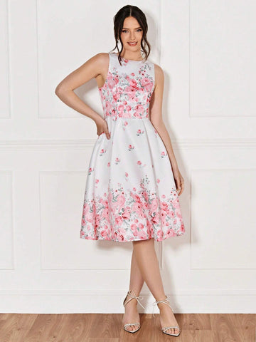 Floral Print A-line Dress