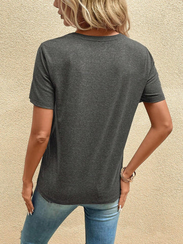 EMERY ROSE Floral & Slogan Graphic Tee