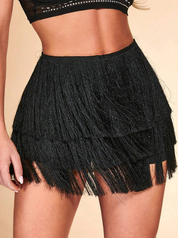 BAE Fringe Trim Glitter Skort