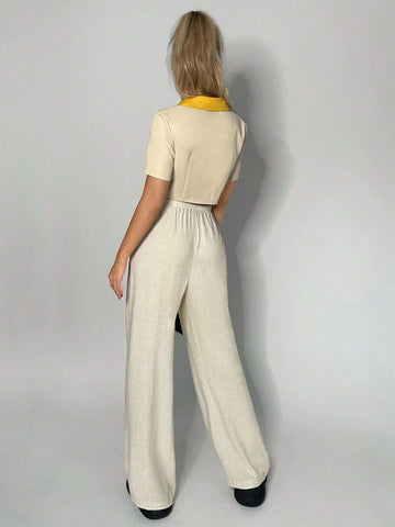 EZwear Solid Wide Leg Pants