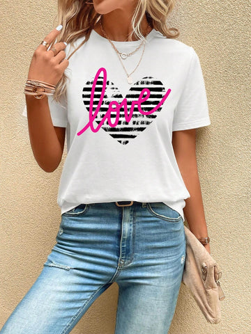 EMERY ROSE Heart & Letter Graphic Tee
