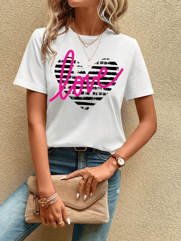 EMERY ROSE Heart & Letter Graphic Tee