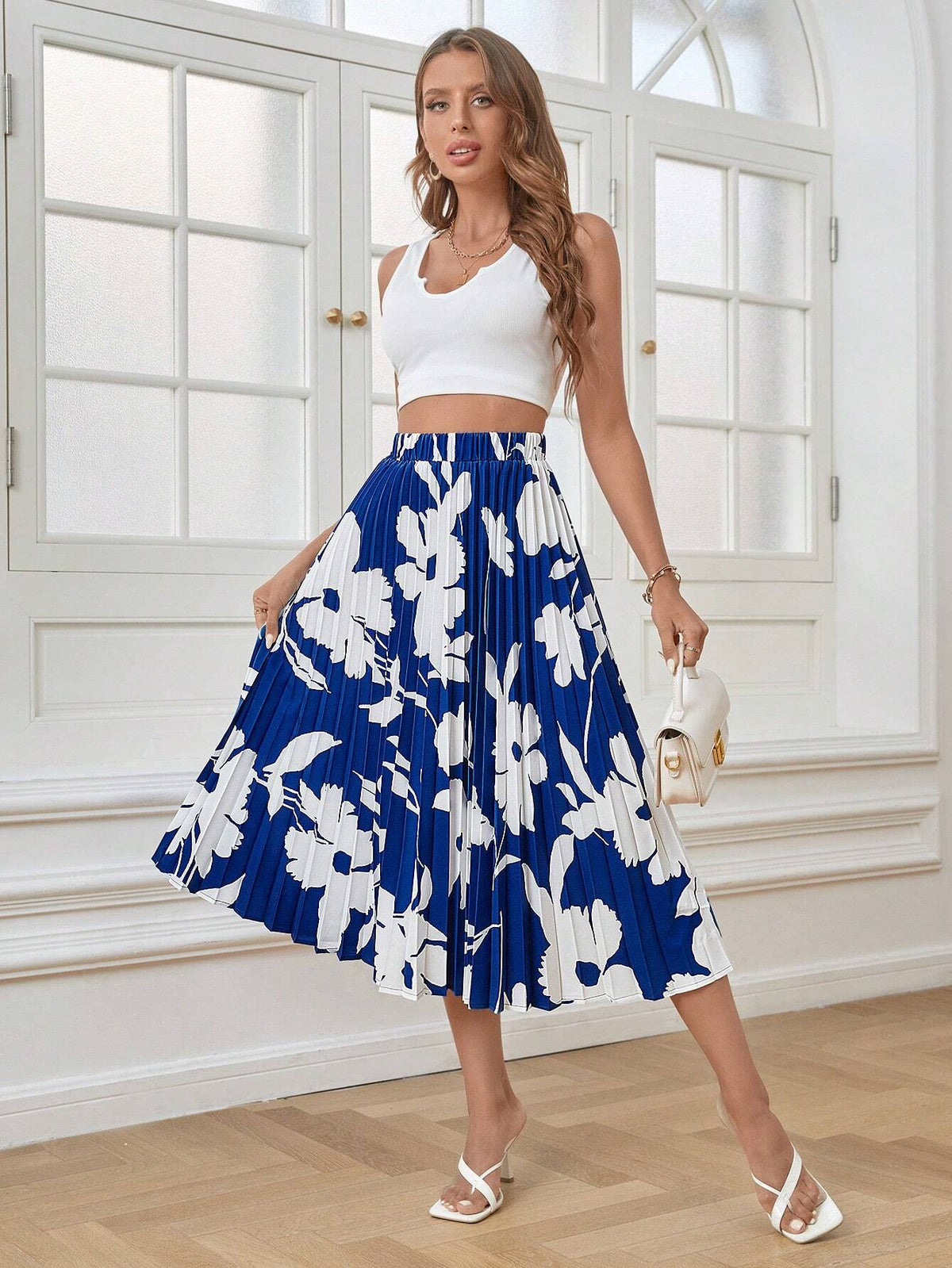 Unity Floral Print Pleated Skirt