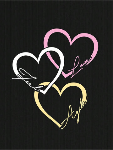 EMERY ROSE Letter & Heart Print Tee