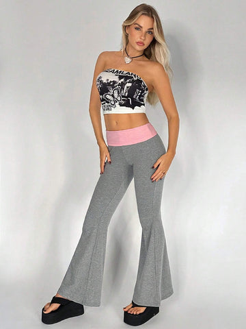 EZwear Colorblock Flare Leg Pants