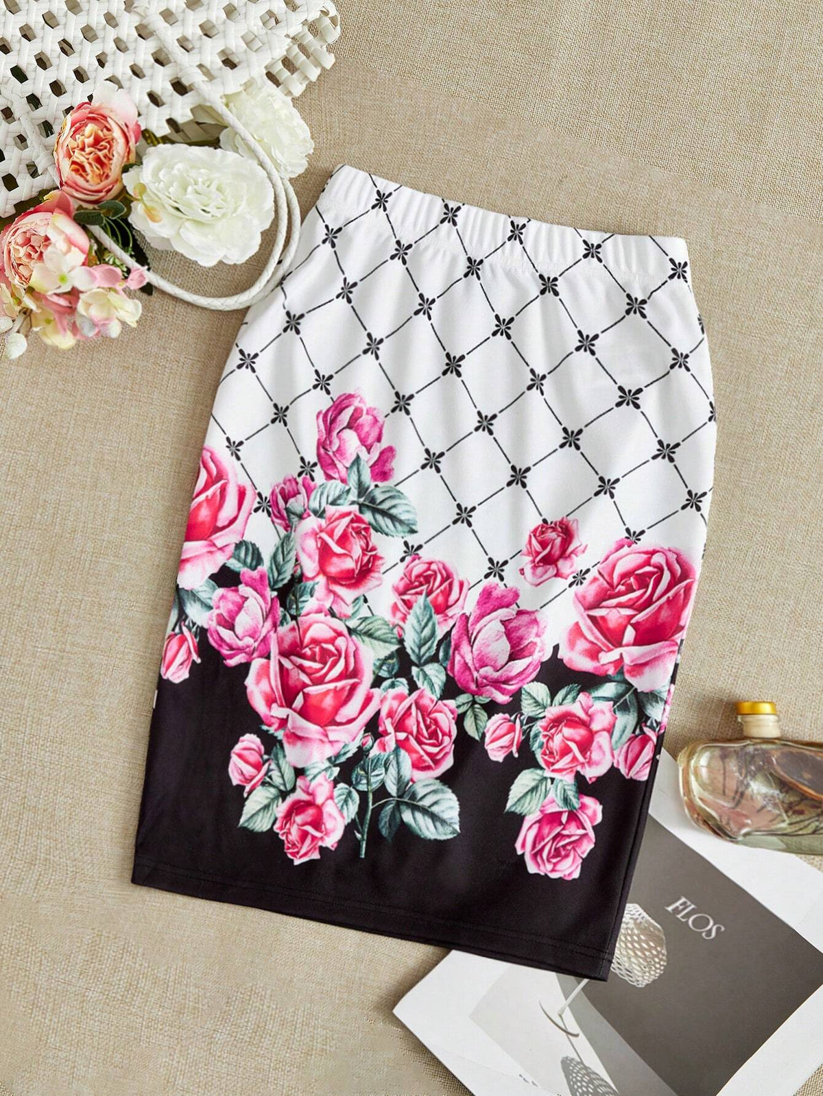 EMERY ROSE High Waist Floral Print Bodycon Skirt