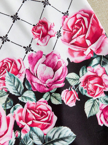 EMERY ROSE High Waist Floral Print Bodycon Skirt