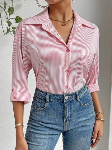 Striped Print Drop Shoulder Shirt