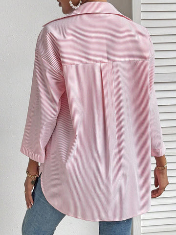Striped Print Drop Shoulder Shirt