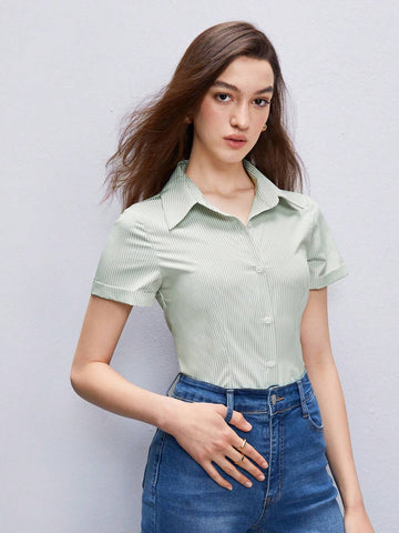 Button Front Striped Shirt