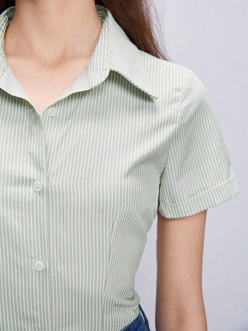 Button Front Striped Shirt