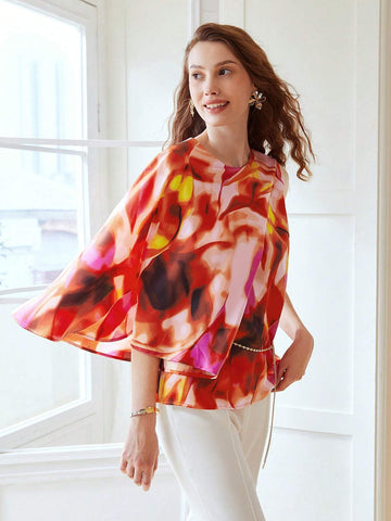 CHAIN BELT CAPE SLEEVE BLOUSE