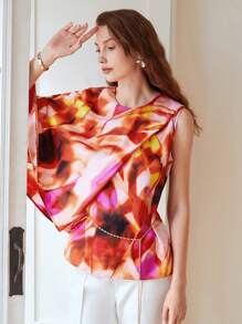 CHAIN BELT CAPE SLEEVE BLOUSE