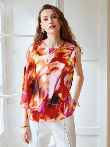 CHAIN BELT CAPE SLEEVE BLOUSE