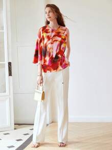 CHAIN BELT CAPE SLEEVE BLOUSE