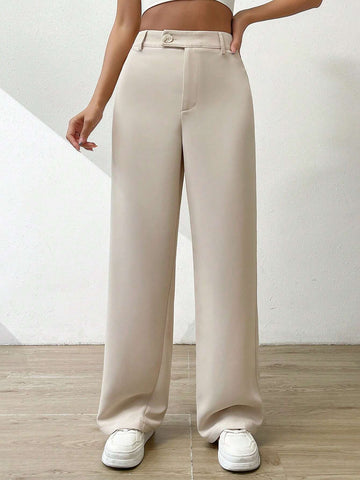 EZwear Solid Wide Leg Pants