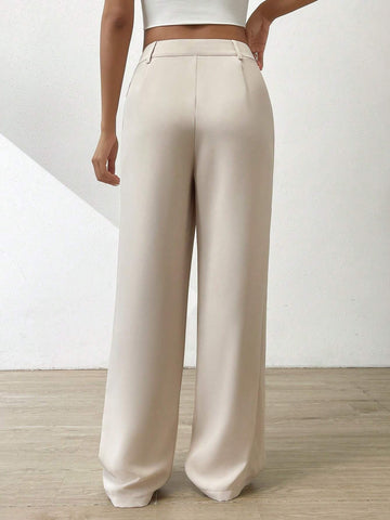 EZwear Solid Wide Leg Pants
