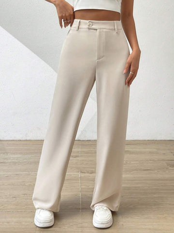 EZwear Solid Wide Leg Pants