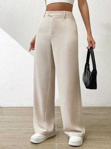 EZwear Solid Wide Leg Pants