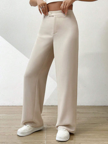 EZwear Solid Wide Leg Pants